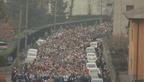 Corteo Ultras Brescia a Bergamo (Atalanta - BRESCIA 1987-88)