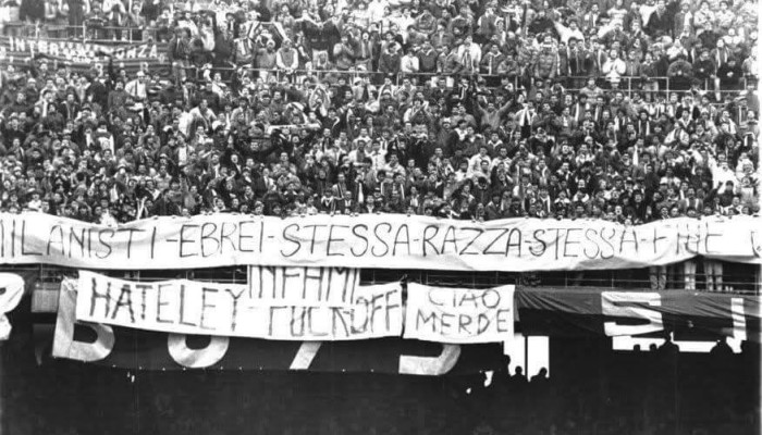 INTER - Milan, striscione della Nord "Milanisti ebrei stessa razza stessa fine"